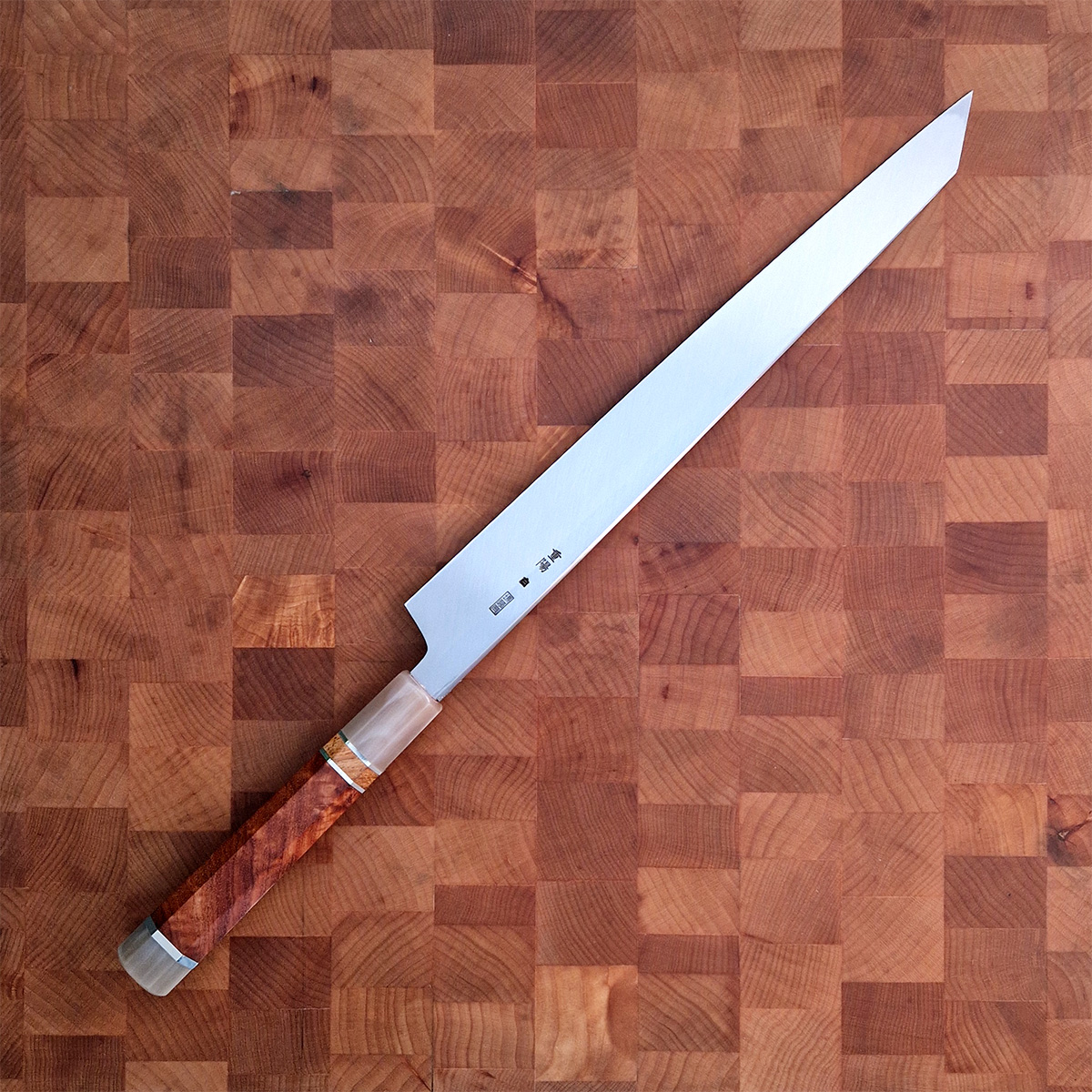 30cm Kiritsuke Yanagiba, Mirror Polished, Shirogami II, inkl Saya - SAKAI KIKUMORI — bilde 3