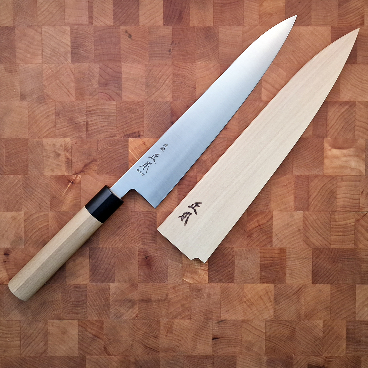 24cm Kokkekniv (Gyoto), Shirogami II, inkl Saya - MASAMOTO — bilde 5