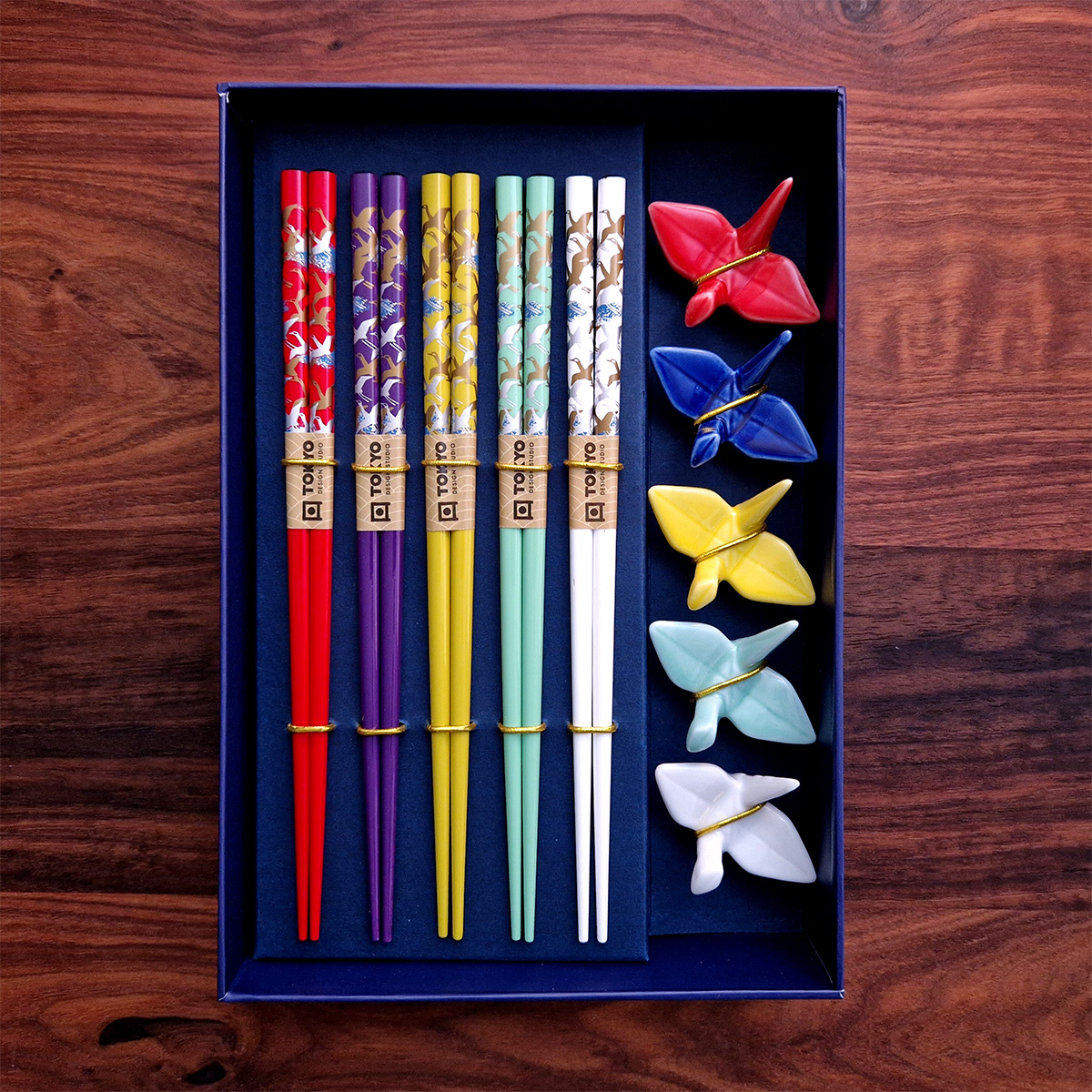 Spisepinner 5 par i gaveeske inkl holder "Crane" - Tokyo design studio — bilde 1
