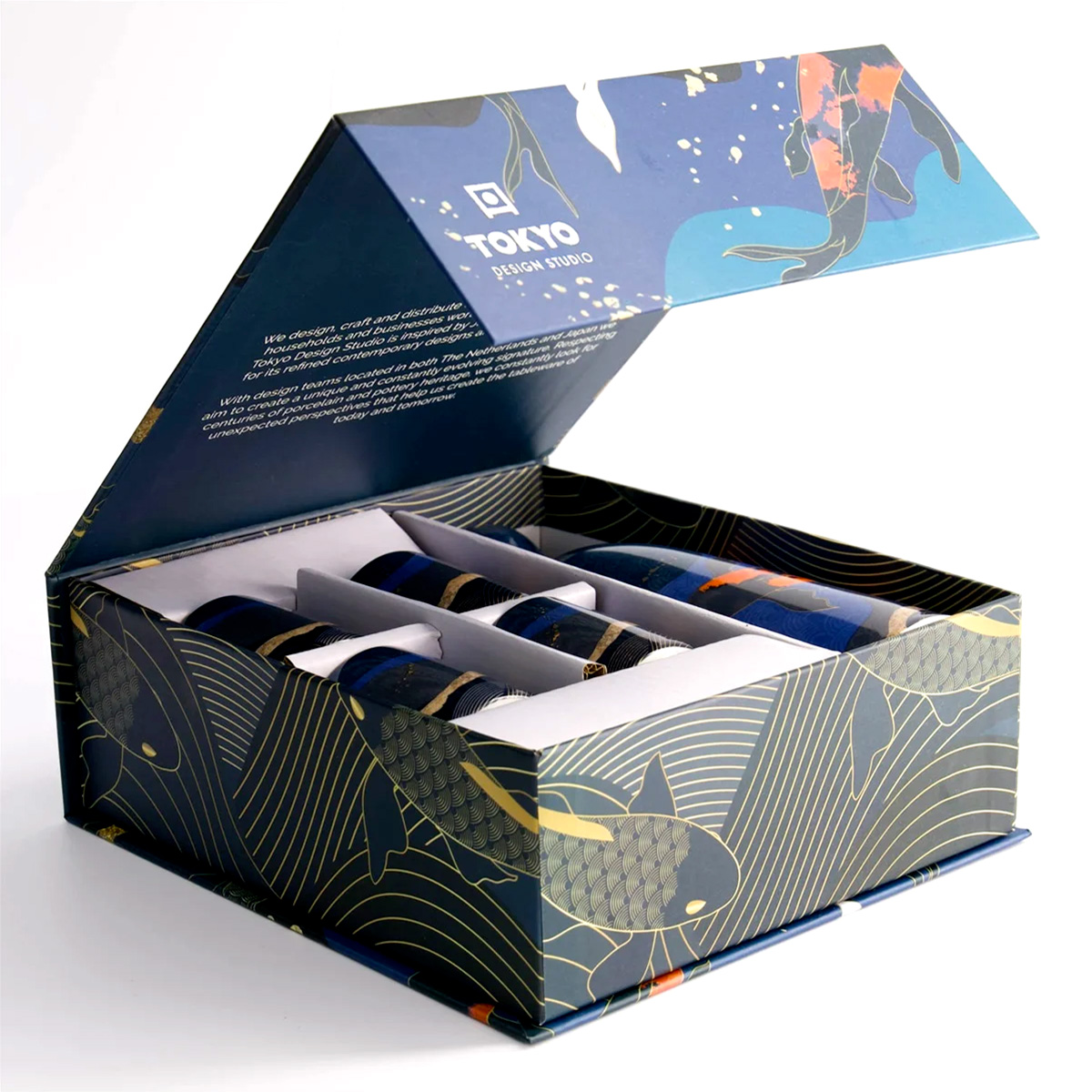 Sake sett, 4 kopper + karaffel "Kawaii Koi" - Tokyo design studio — bilde 3