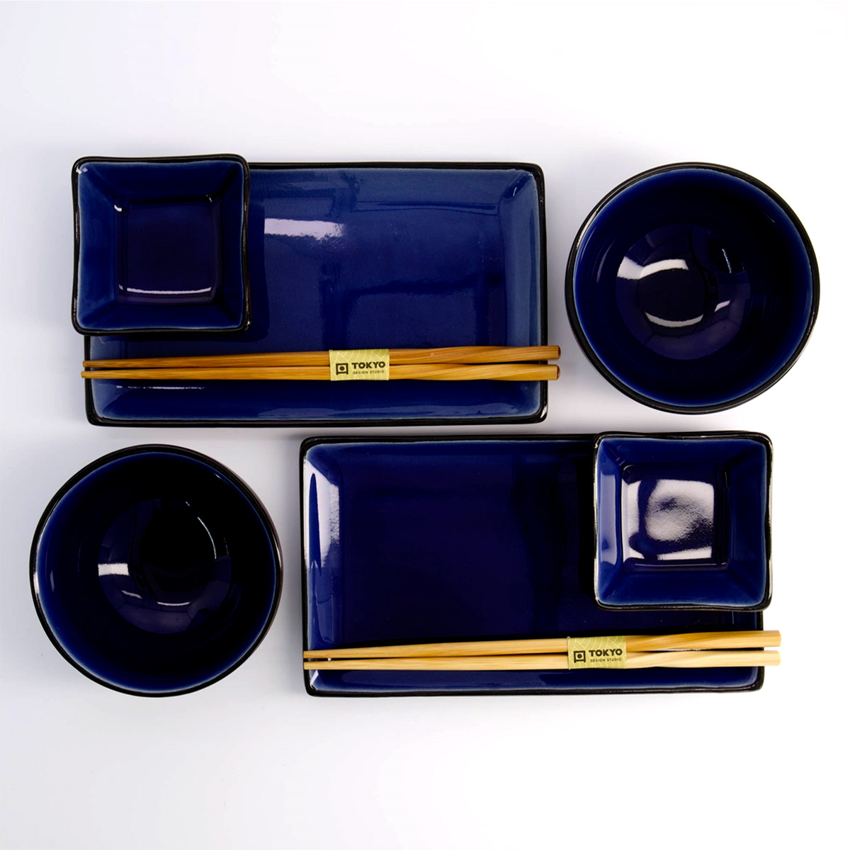 Glossy mørkeblå sushisett 8 deler i gaveeske - Tokyo design studio — bilde 1