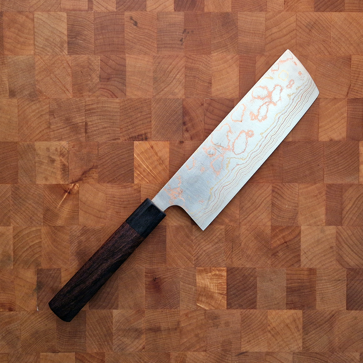 16,5cm Grønnsakskniv (Nakiri) "Rainbow" damask, japansk håndtak, AOII - SAJI — bilde 1