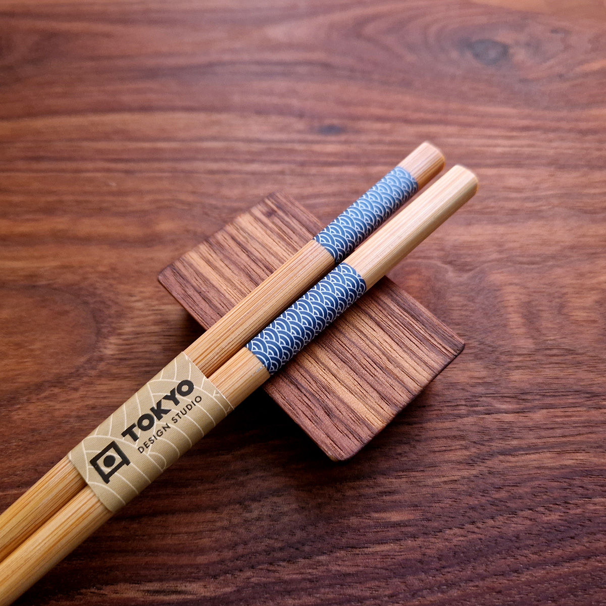 Spisepinner 5 par, Brun med blå dekor - Tokyo design studio — bilde 2