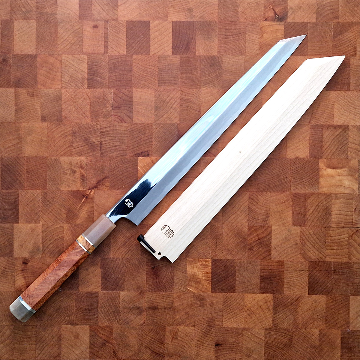 30cm Kiritsuke Yanagiba, Mirror Polished, Shirogami II, inkl Saya - SAKAI KIKUMORI — bilde 2