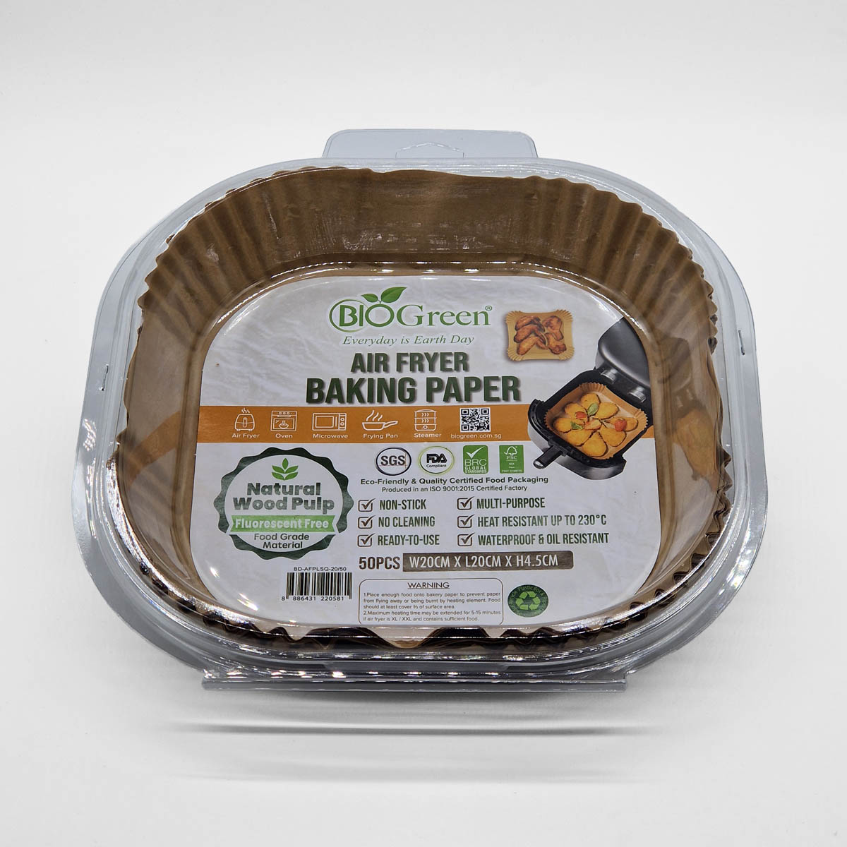 Airfryerpapir 16x16cm, 50stk - BIOGREEN — bilde 3