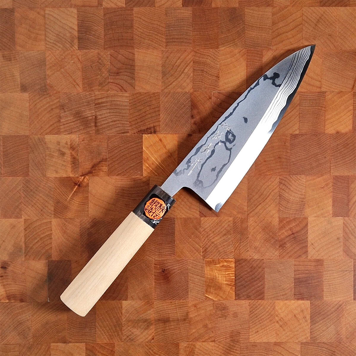 18cm Deba, Damask, Aogami I - TANAKA