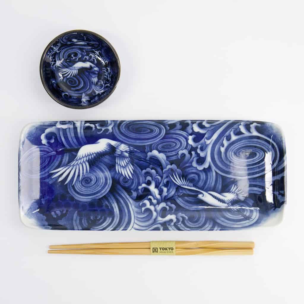 Japonism sushisett, Blå, 3 deler i gaveeske - Tokyo design studio — bilde 1