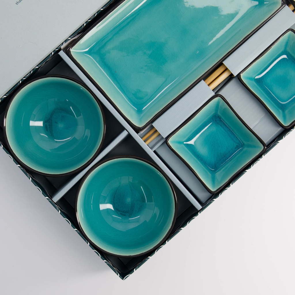 Glossy turkis sushisett 8 deler i gaveeske - Tokyo design studio — bilde 5
