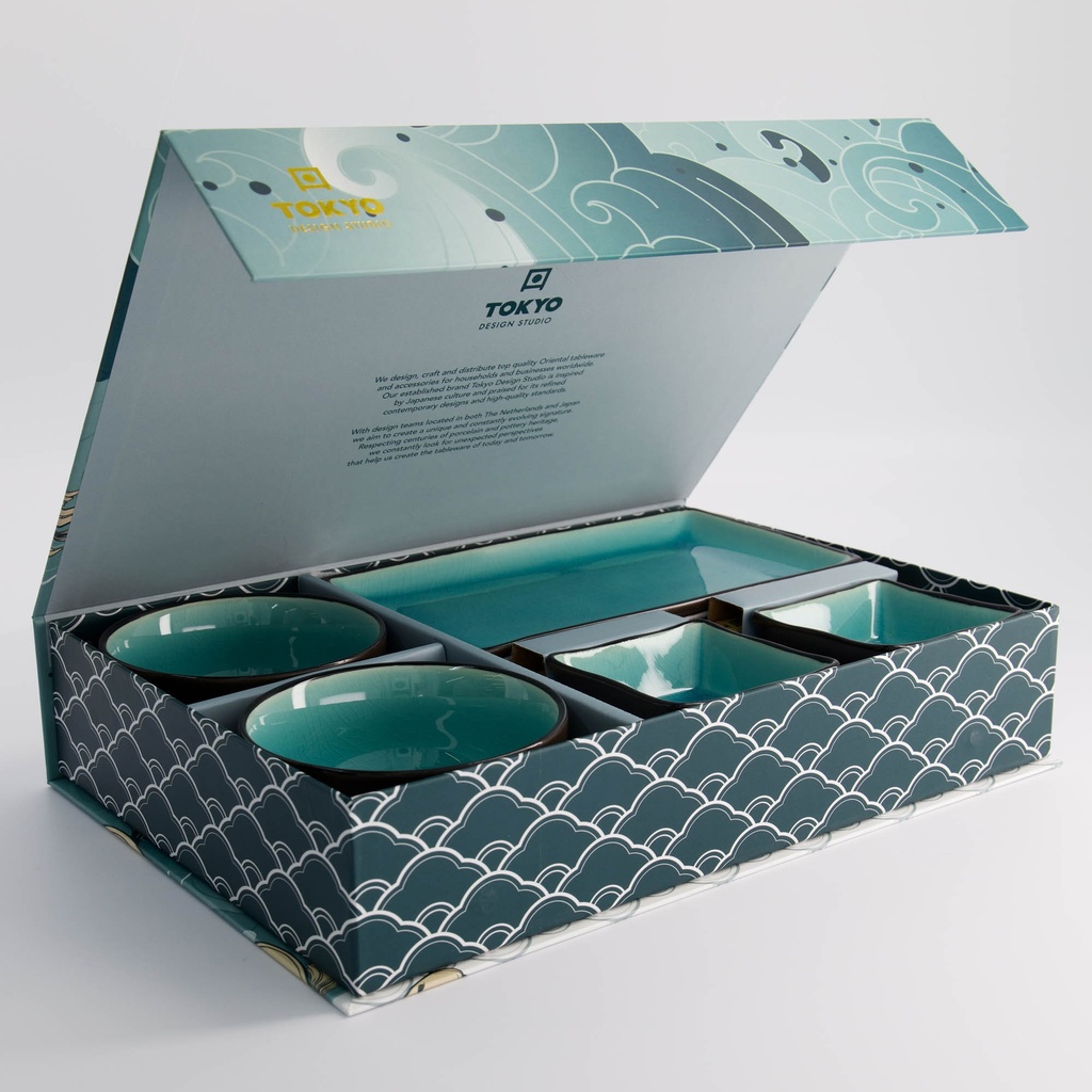 Glossy turkis sushisett 8 deler i gaveeske - Tokyo design studio — bilde 2