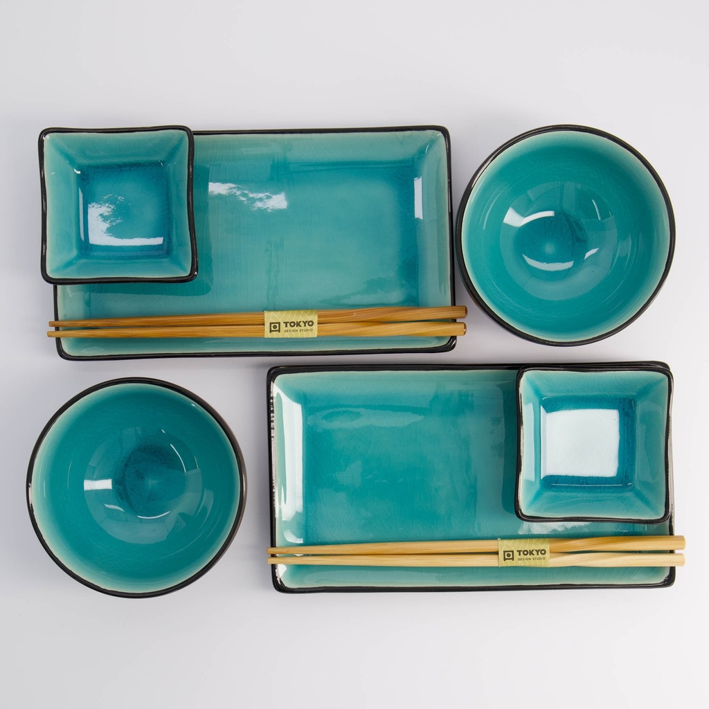 Glossy turkis sushisett 8 deler i gaveeske - Tokyo design studio — bilde 3