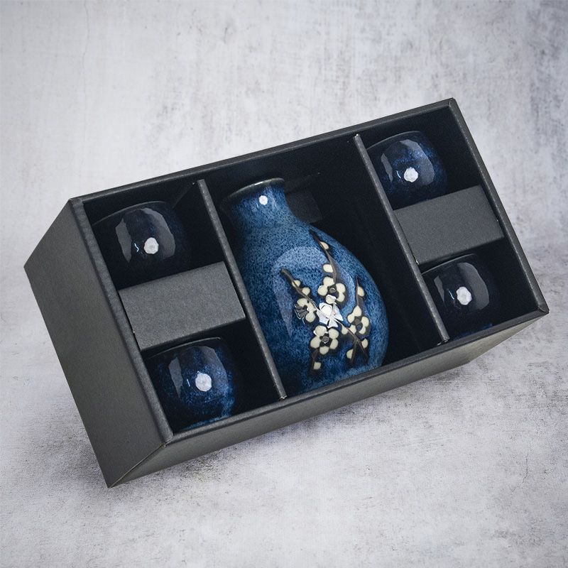 Sake sett "Hana Blue", 4 kopper + Karaffel — bilde 3