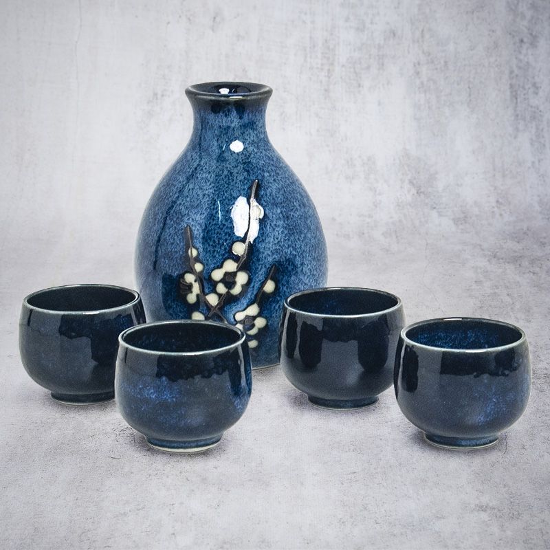 Sake sett "Hana Blue", 4 kopper + Karaffel — bilde 1
