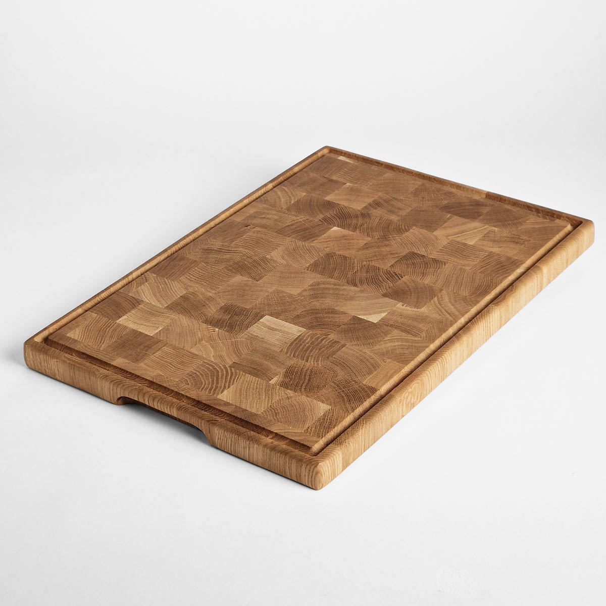 Skjærebrett (50 x 35 x 3cm) - endeved, stående stav, eik — bilde 3