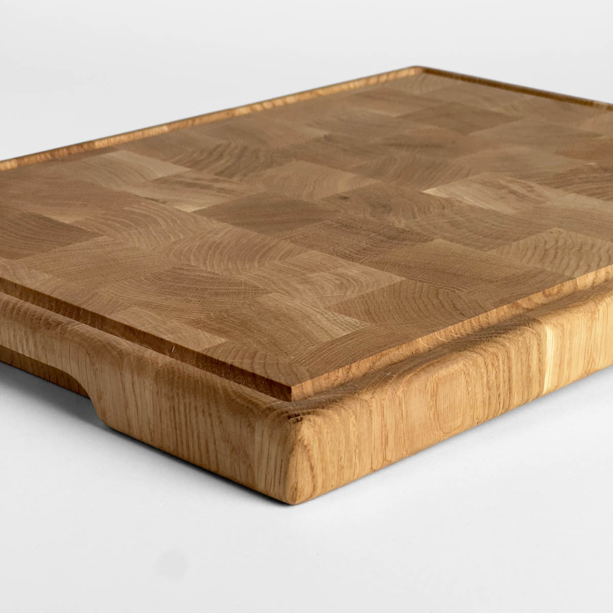 Skjærebrett (40 x 30 x 3cm) - endeved, stående stav, eik — bilde 2