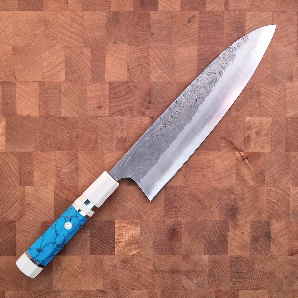 24cm Kokkekniv Matsubara AO, blått resin håndtak - TANAKA — bilde 1
