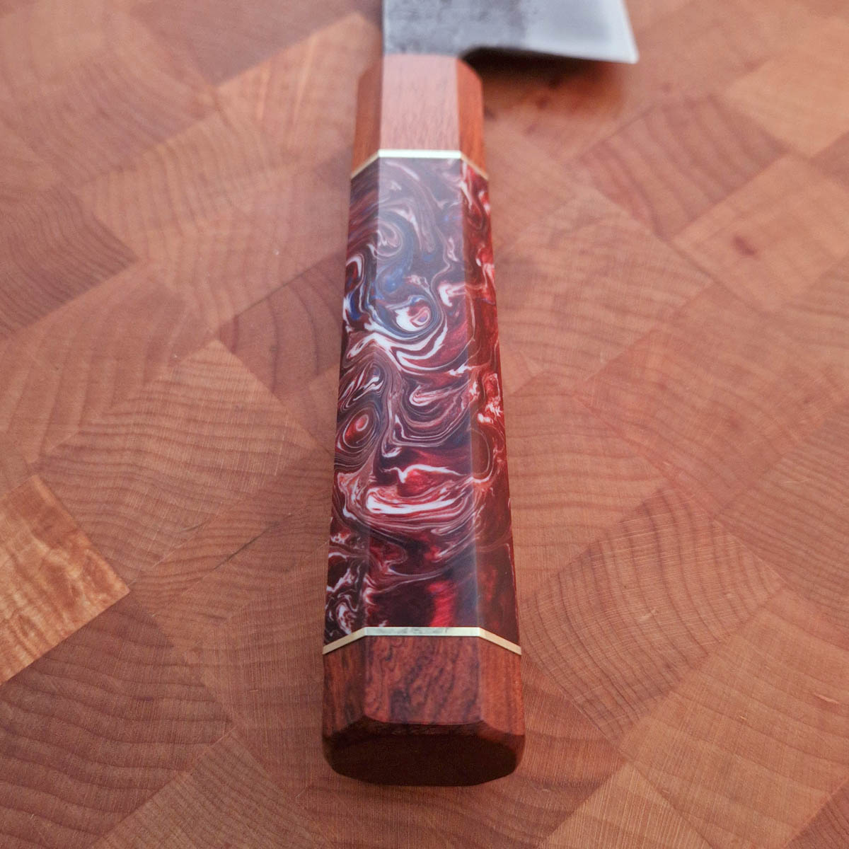 18cm Grønnsakskniv (Santoku) Aogami II, Kurochi &amp; Resin håndtak - MINOMO KAJIYA — bilde 3