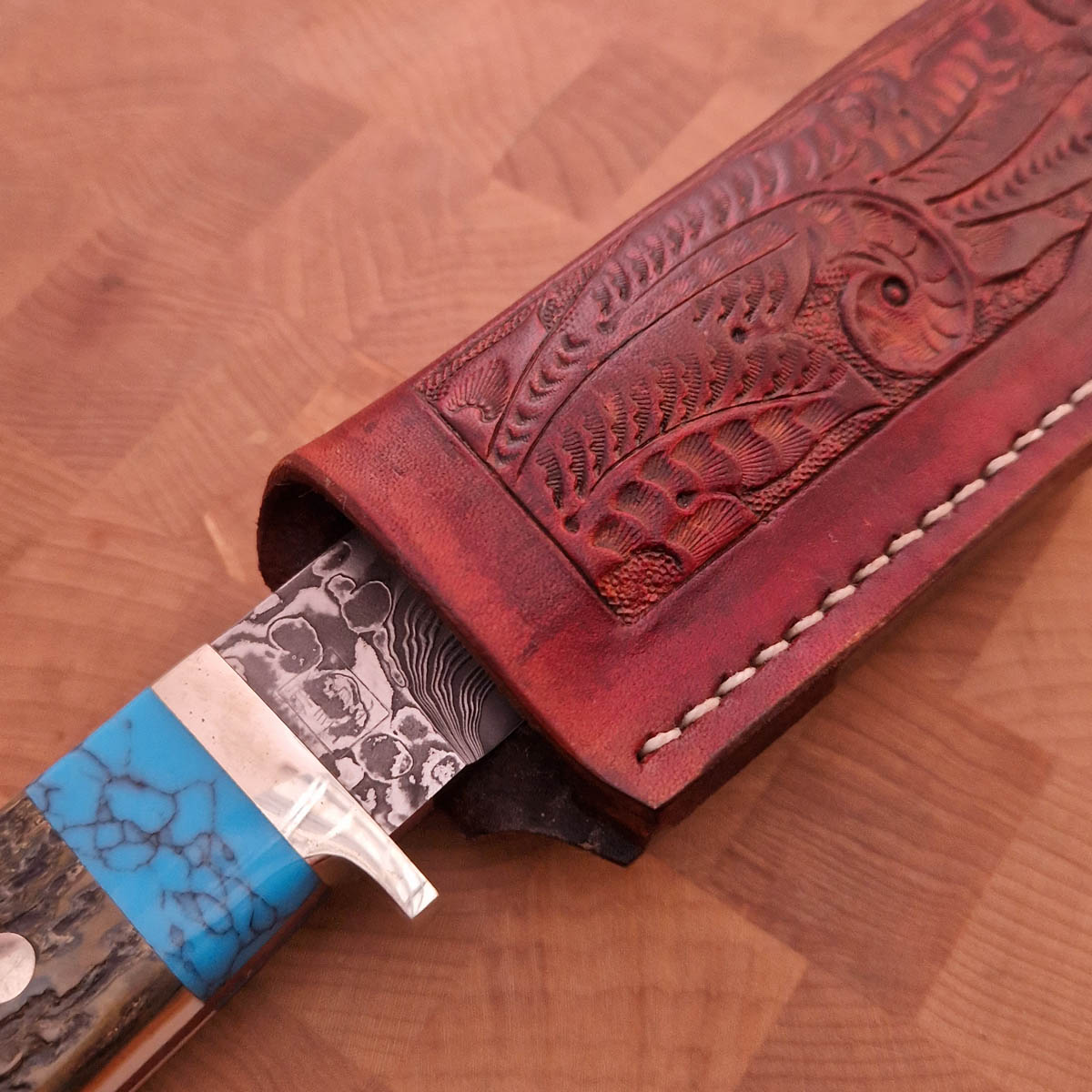 Jaktkniv, "Turquoise, Anthler &amp; Ironwood", SG2 - ITOU — bilde 4