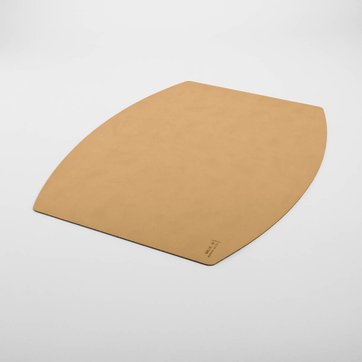 Bordmatte "Ellips", Resirkulert italiensk lær/skinn beige (45x35cm) - MiLLE W — bilde 3