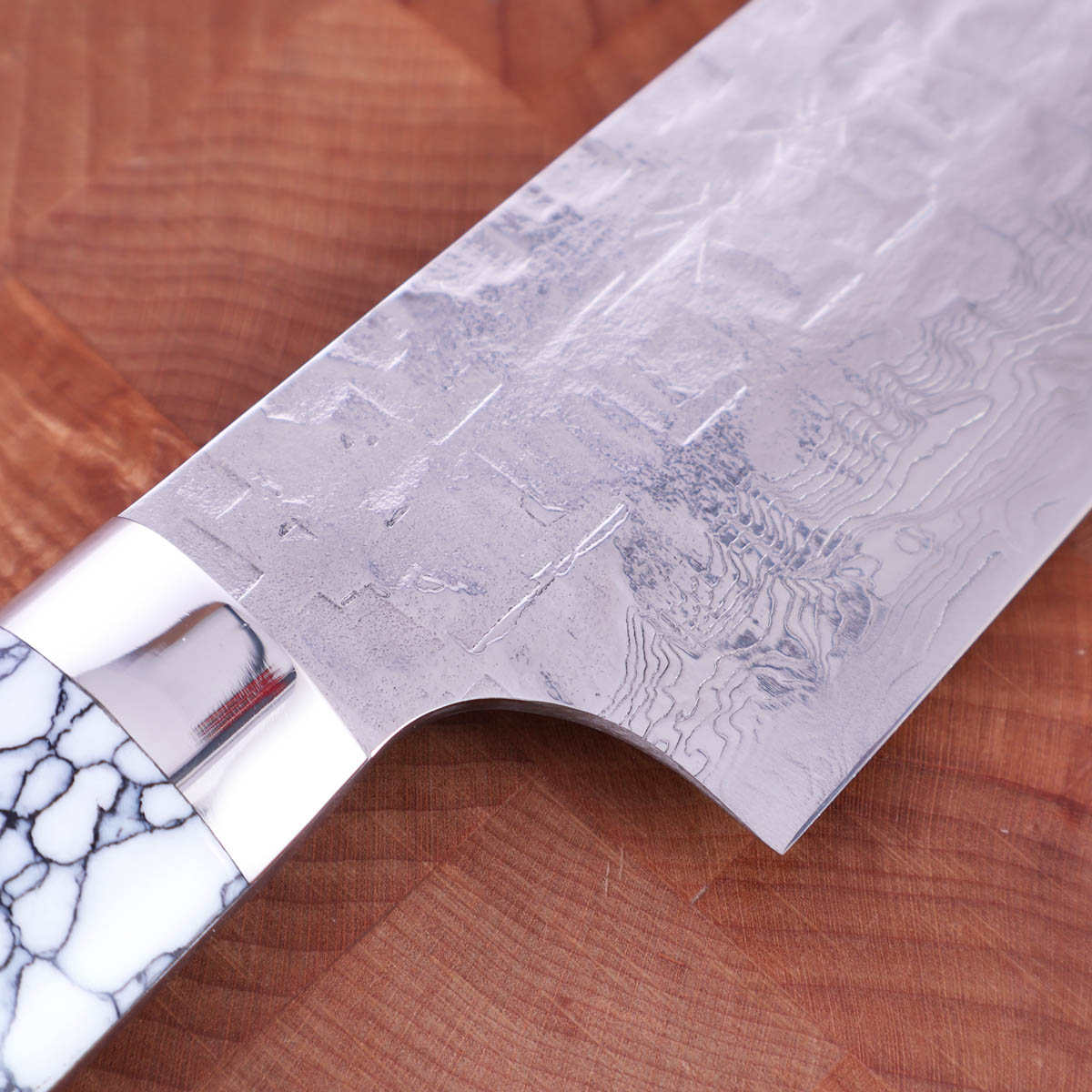 18cm Grønnsakskniv (santoku) "white turquise" damask, VG10 - SAJI — bilde 2