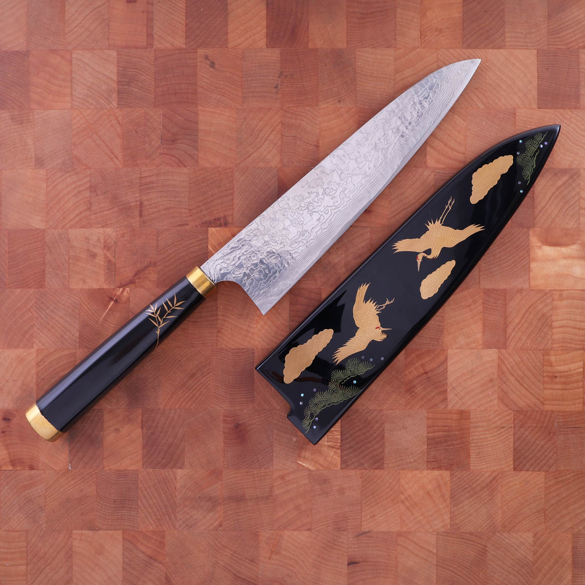 21cm Kokkekniv (gyoto), "Golden Crane" damask, R2 - SAJI — bilde 1