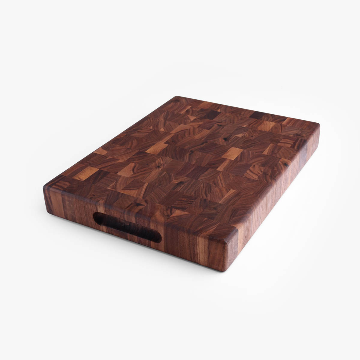 Skjærebrett (40 x 30 x 5cm), Håndtak - endeved, stående stav, valnøtt — bilde 3