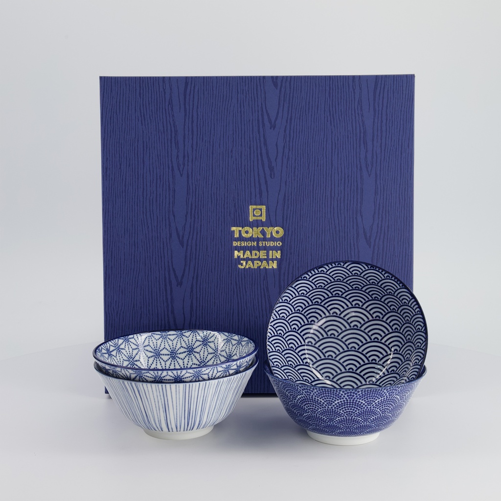 Gavesett, Risbolle 4stk, Nippon Blue, 300ml - Tokyo Design Studio — bilde 1