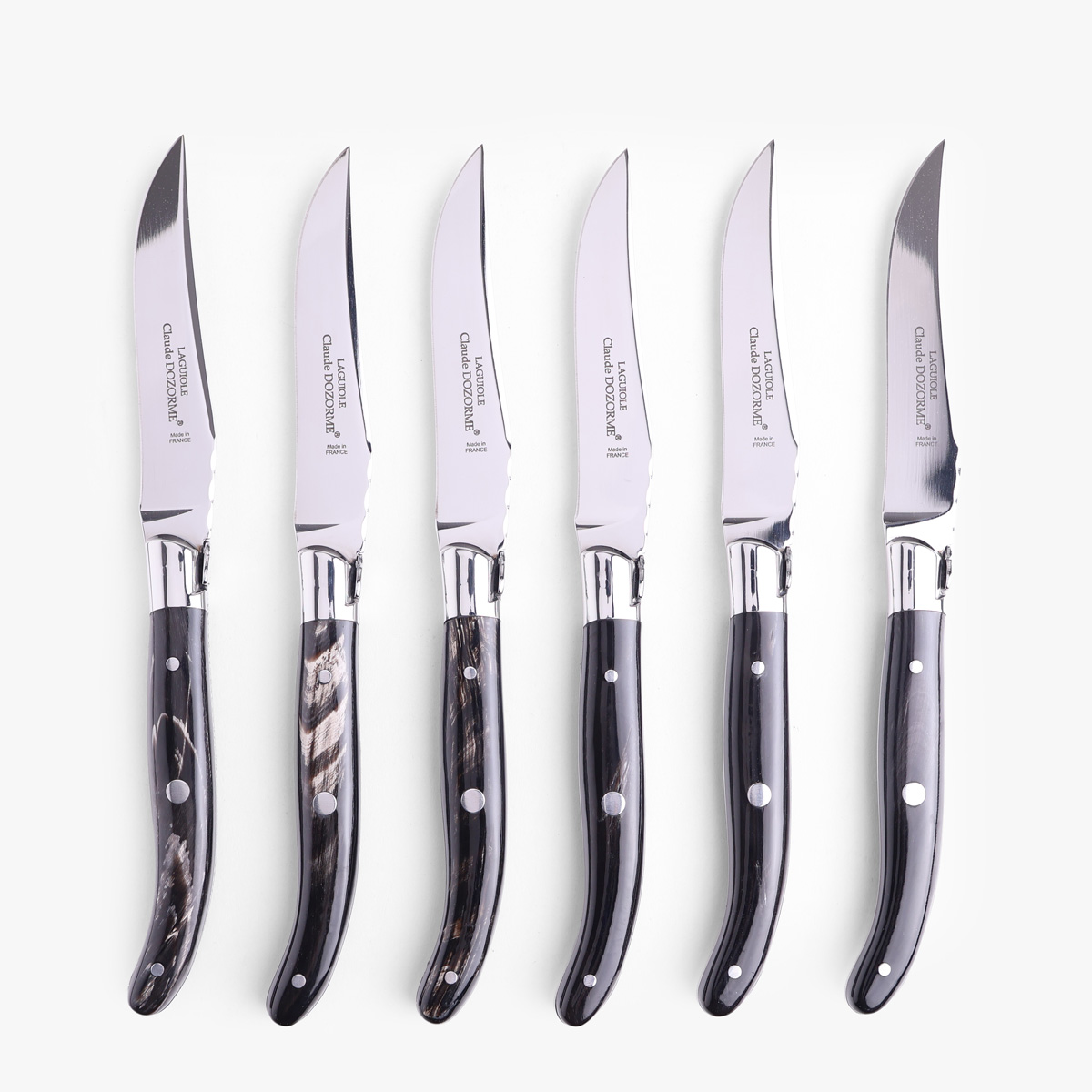 Biffkniver 6. stk svart horn - Claude Dozorme Laguiole — bilde 1
