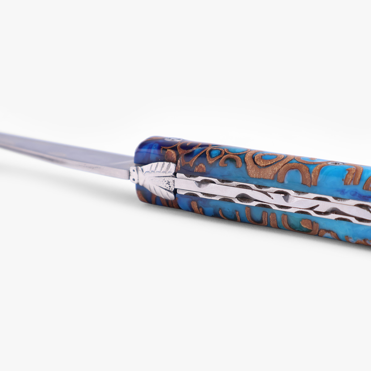 Foldekniv, 12cm, "Blue Cinnamon" - Claude Dozorme Laguiole — bilde 4