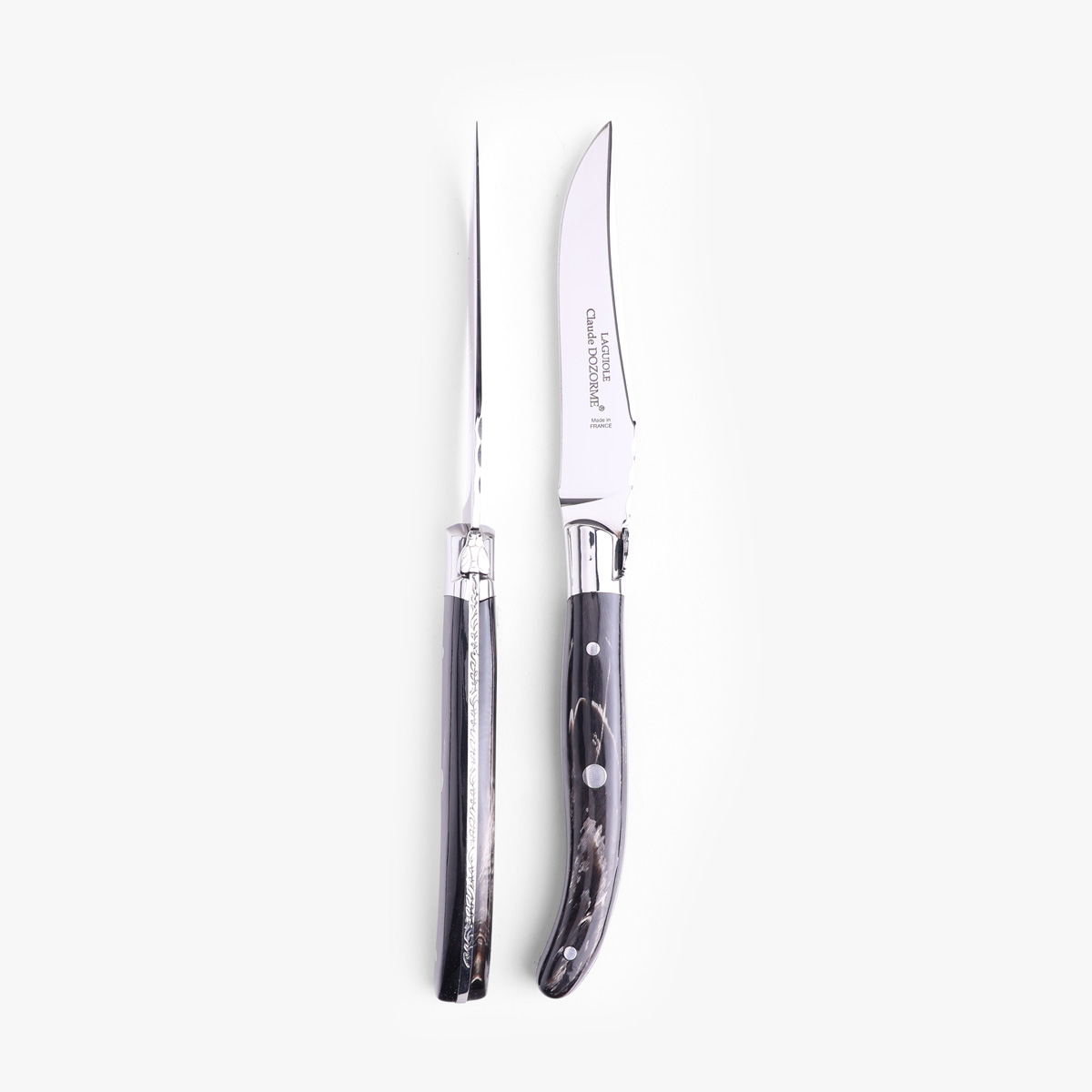 Biffkniver 6. stk svart horn - Claude Dozorme Laguiole — bilde 3