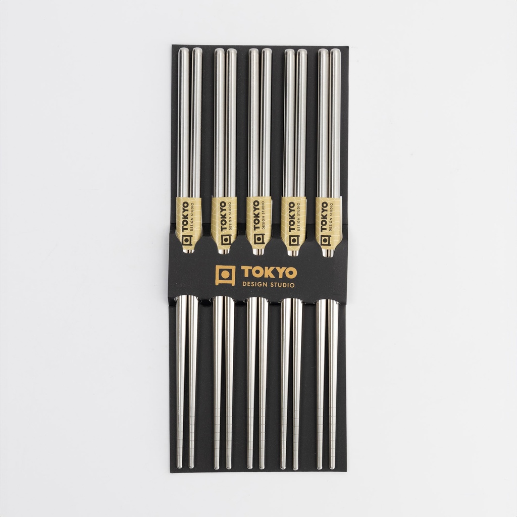Spisepinner 5 par, rustfritt stål (sort) - Tokyo design studio — bilde 1