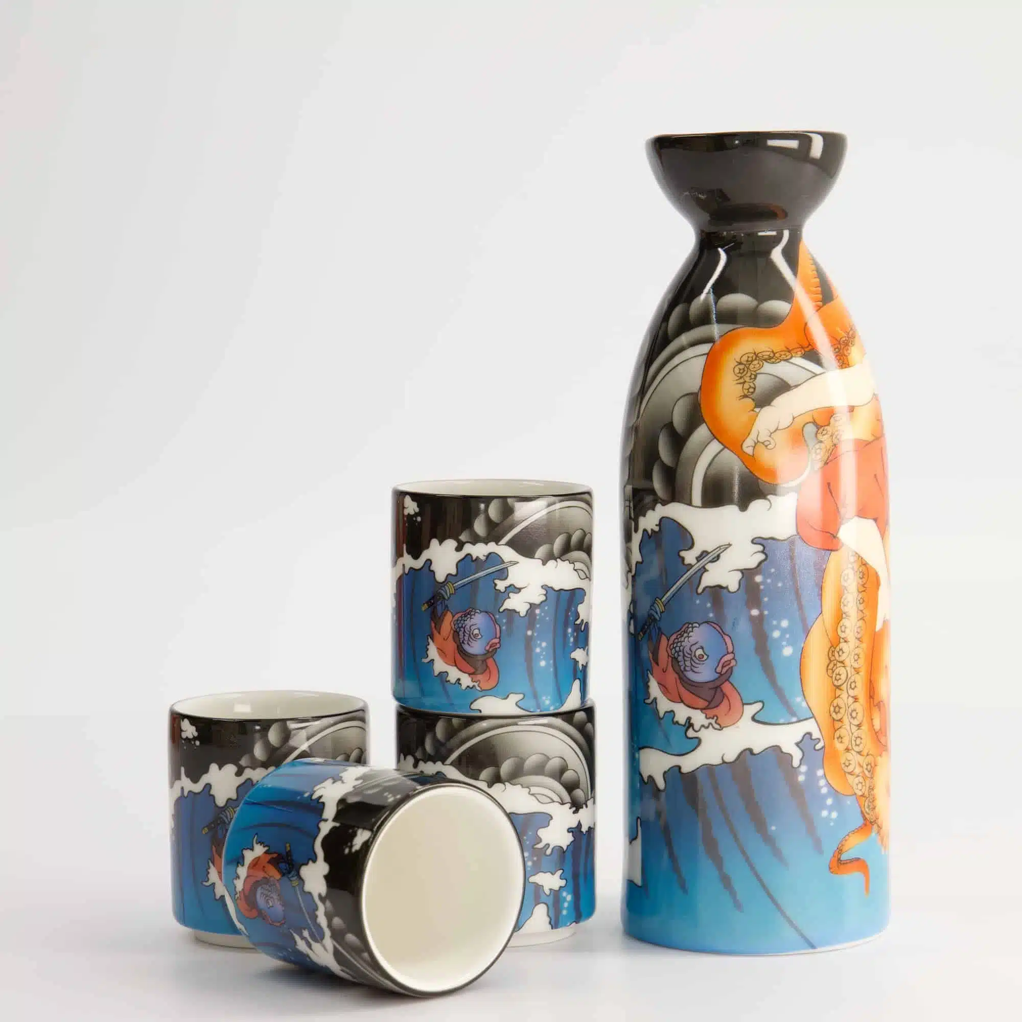 Sake sett, 4 kopper + karaffel "Yakusa Octopus" - Tokyo design studio — bilde 5