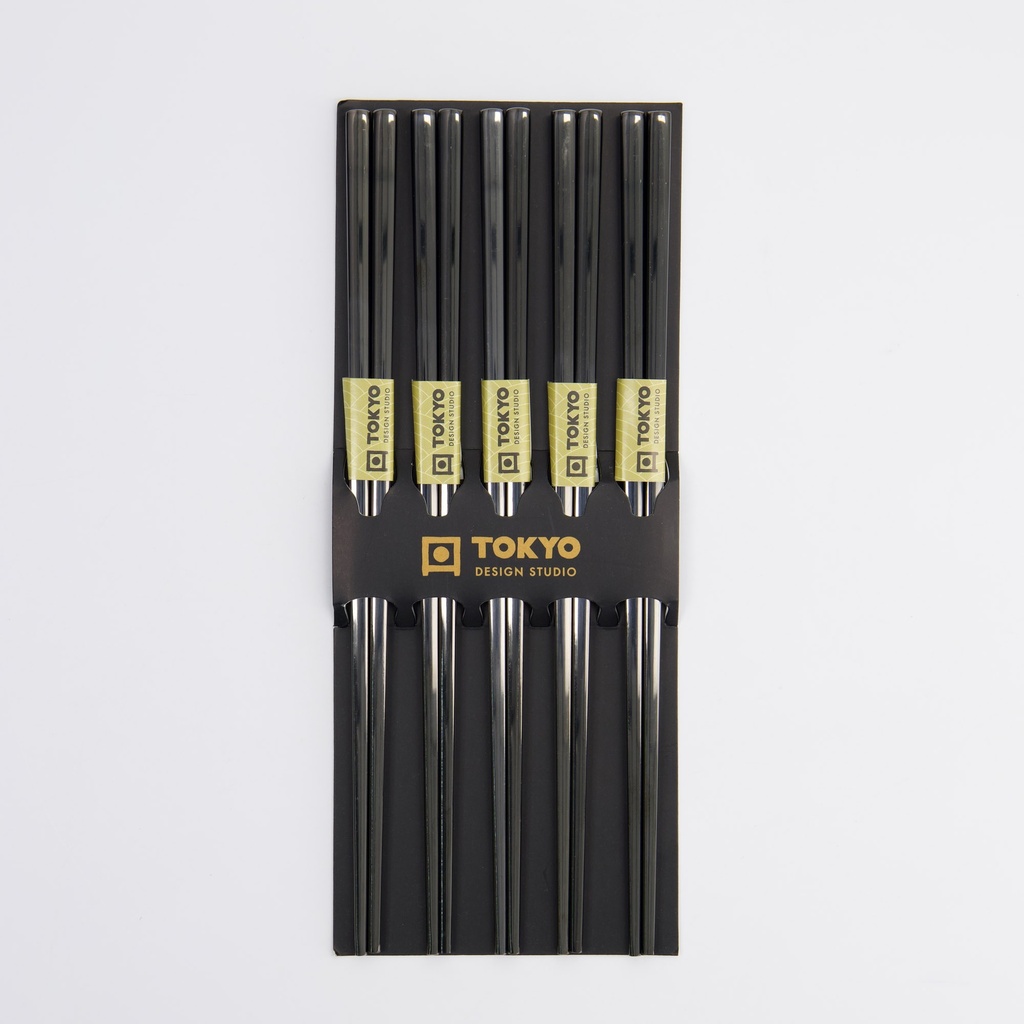 Spisepinner 5 par, rustfritt stål (sort) - Tokyo design studio — bilde 1
