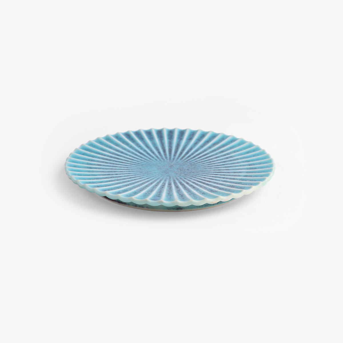 Tallerken, liten, krysantemum (kiku), turkis matt, Ø16cm - Japansk porselen — bilde 1