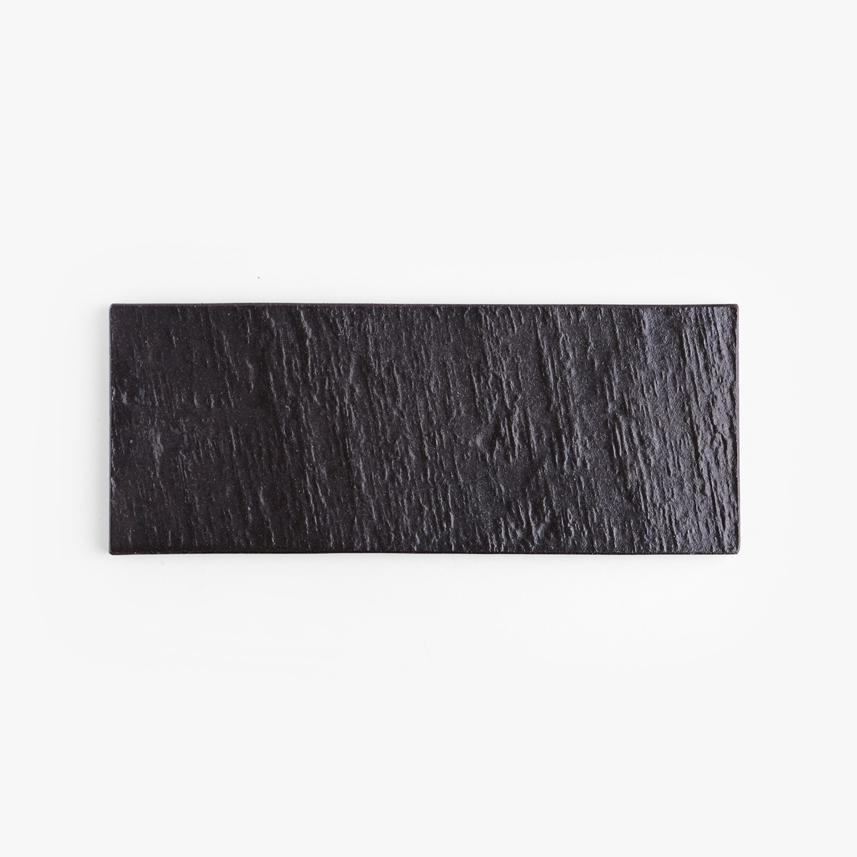 Fat, avlangt, svart keramikk (kokutō), 23 x 9cm - Japansk porselen — bilde 2