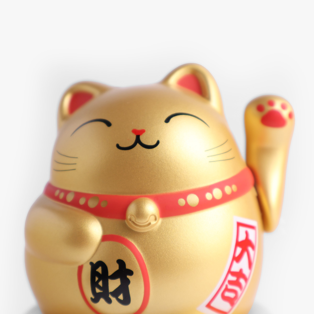 Lucky Cat, Marumaru (11,5cm høy), solcelle, gull - KOKUSAI — bilde 2