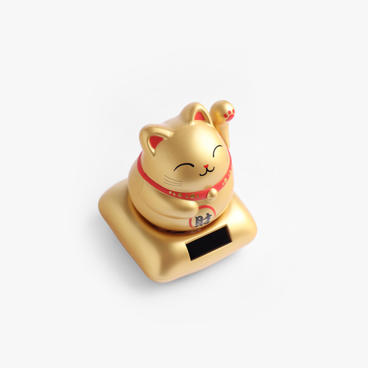 Lucky Cat, Marumaru (11,5cm høy), solcelle, gull - KOKUSAI — bilde 3