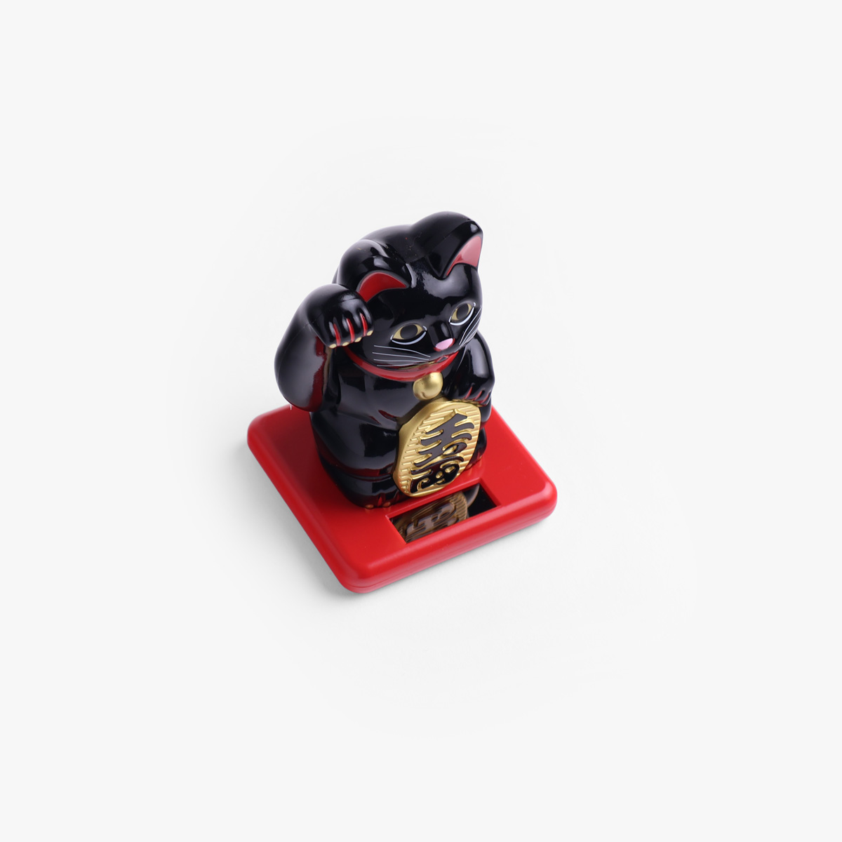 Lucky Cat, mini (11cm høy), solcelle, sort - KOKUSAI — bilde 3