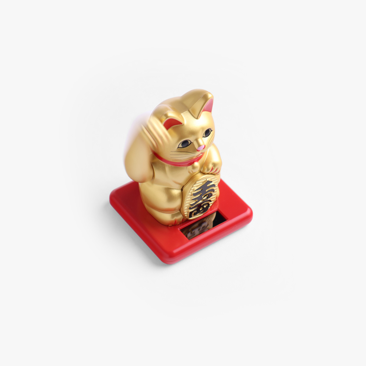 Lucky Cat, mini (11cm høy), solcelle, gull - KOKUSAI — bilde 3