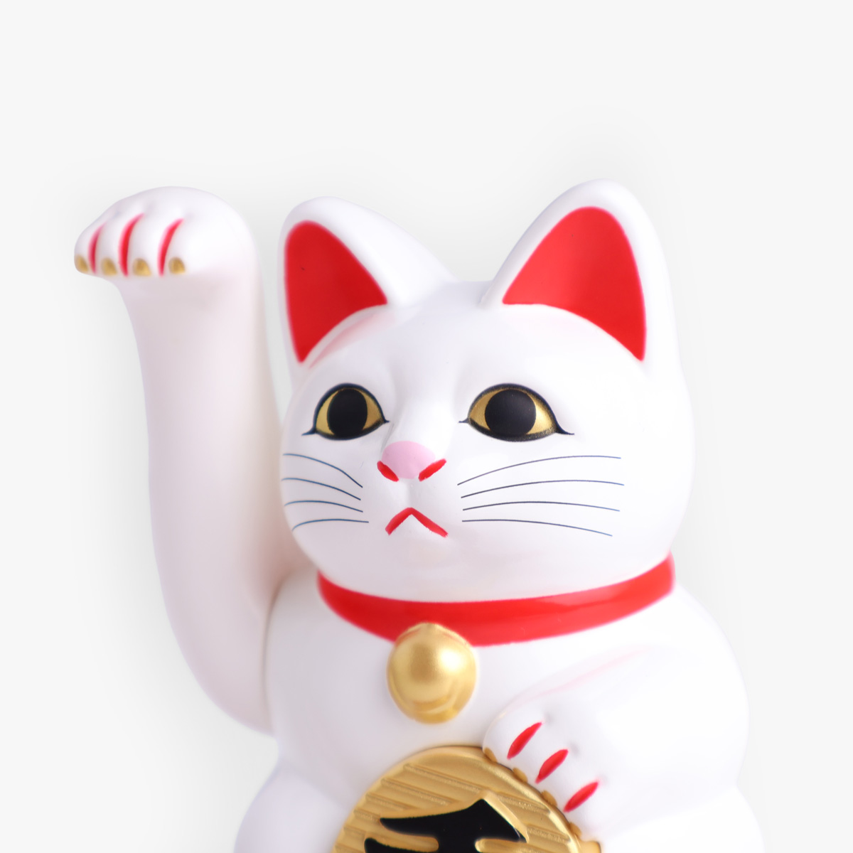 Lucky Cat, mini (11cm høy), solcelle, hvit - KOKUSAI — bilde 2