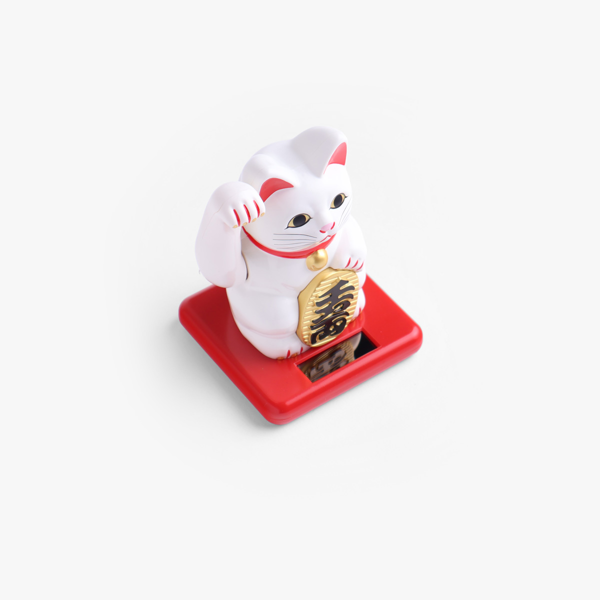 Lucky Cat, mini (11cm høy), solcelle, hvit - KOKUSAI — bilde 3