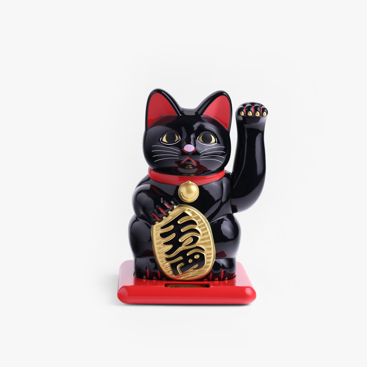 Lucky Cat, liten (16cm høy), solcelle, sort - KOKUSAI — bilde 1