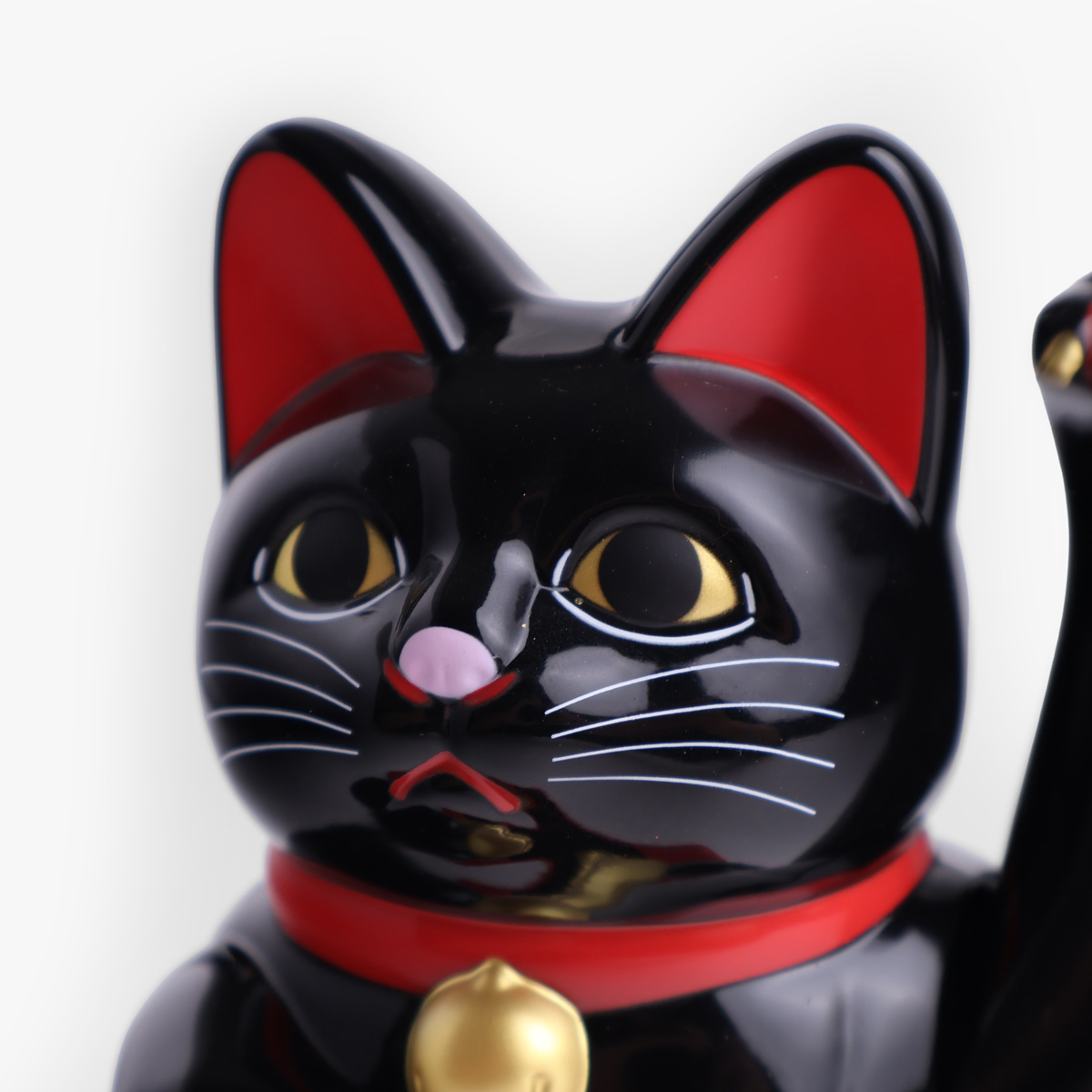 Lucky Cat, liten (16cm høy), solcelle, sort - KOKUSAI — bilde 2