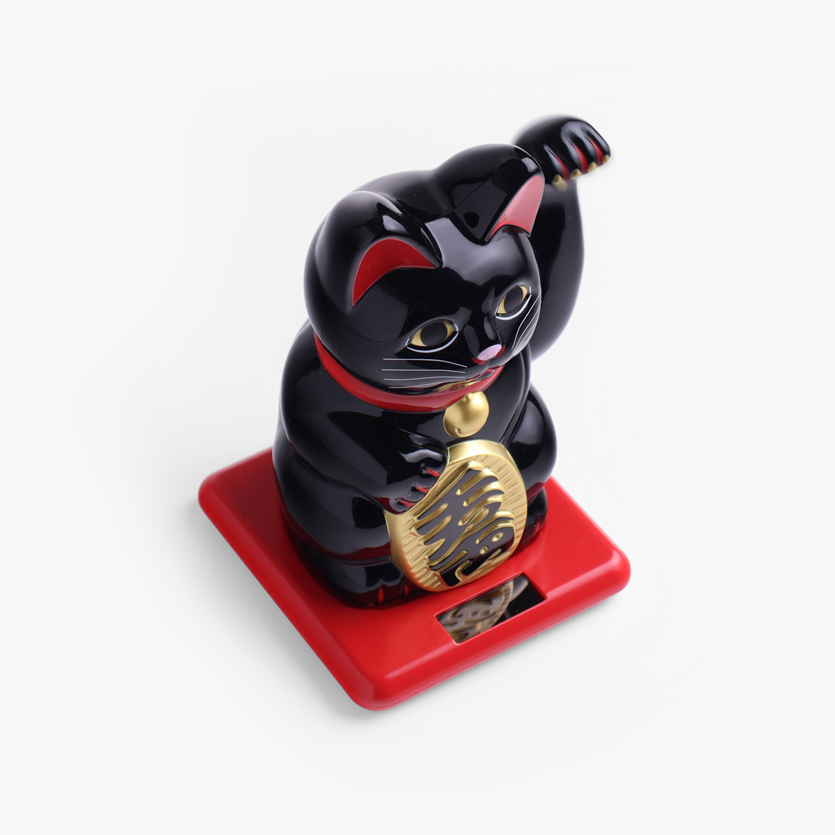 Lucky Cat, liten (16cm høy), solcelle, sort - KOKUSAI — bilde 3