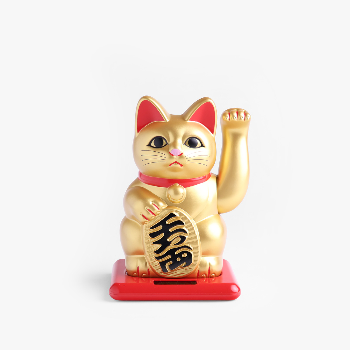 Lucky Cat, liten (16cm høy), solcelle, gull - KOKUSAI — bilde 1