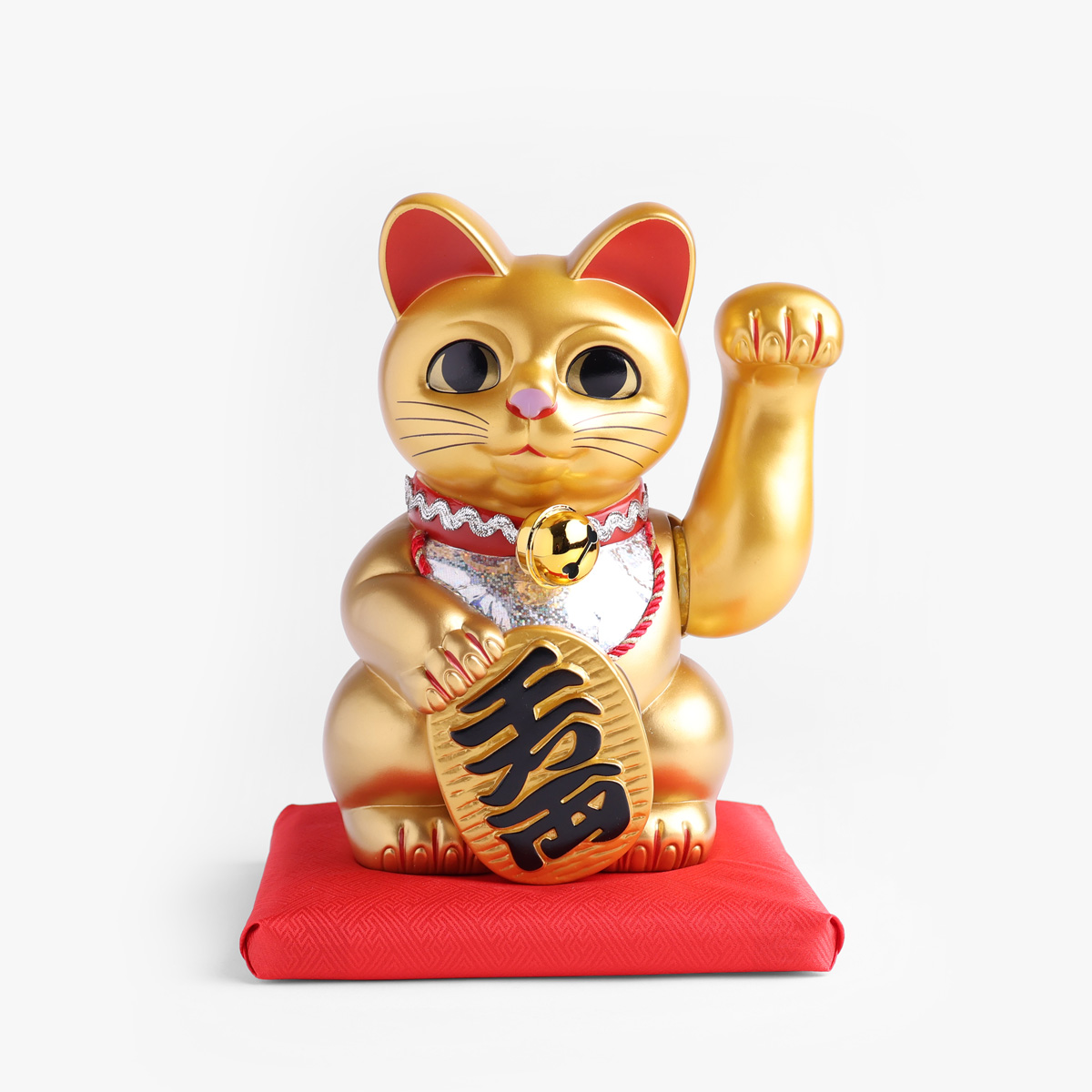 Lucky Cat (Maneki-neko), medium (22cm høy), solcelle, gull - KOKUSAI — bilde 1