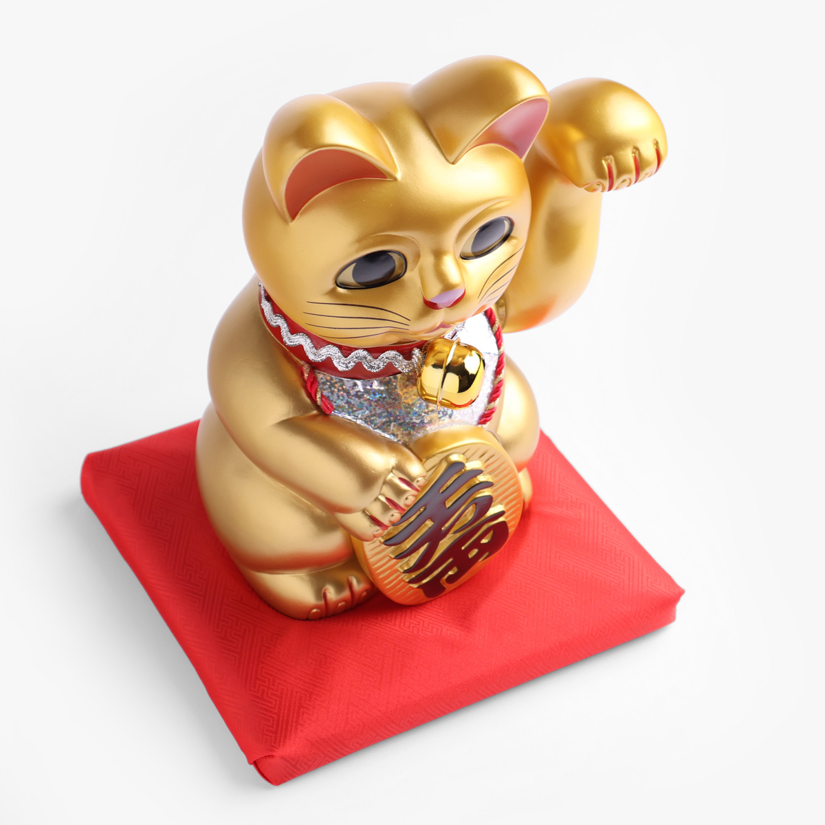 Lucky Cat (Maneki-neko), medium (22cm høy), solcelle, gull - KOKUSAI — bilde 3