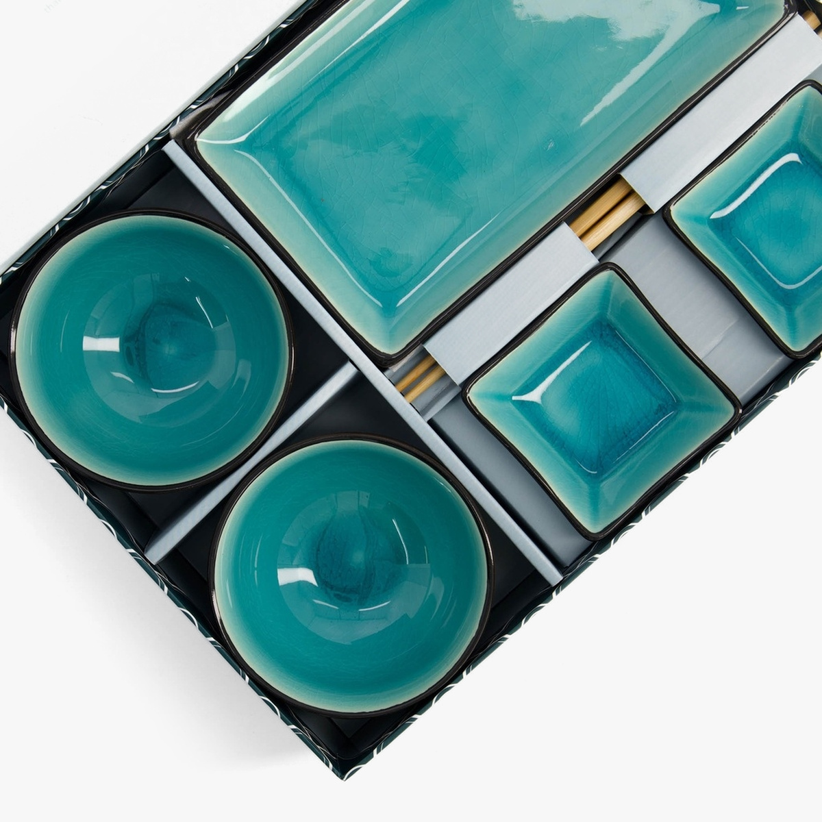 Glossy turkis sushisett 8 deler i gaveeske - Tokyo design studio — bilde 5