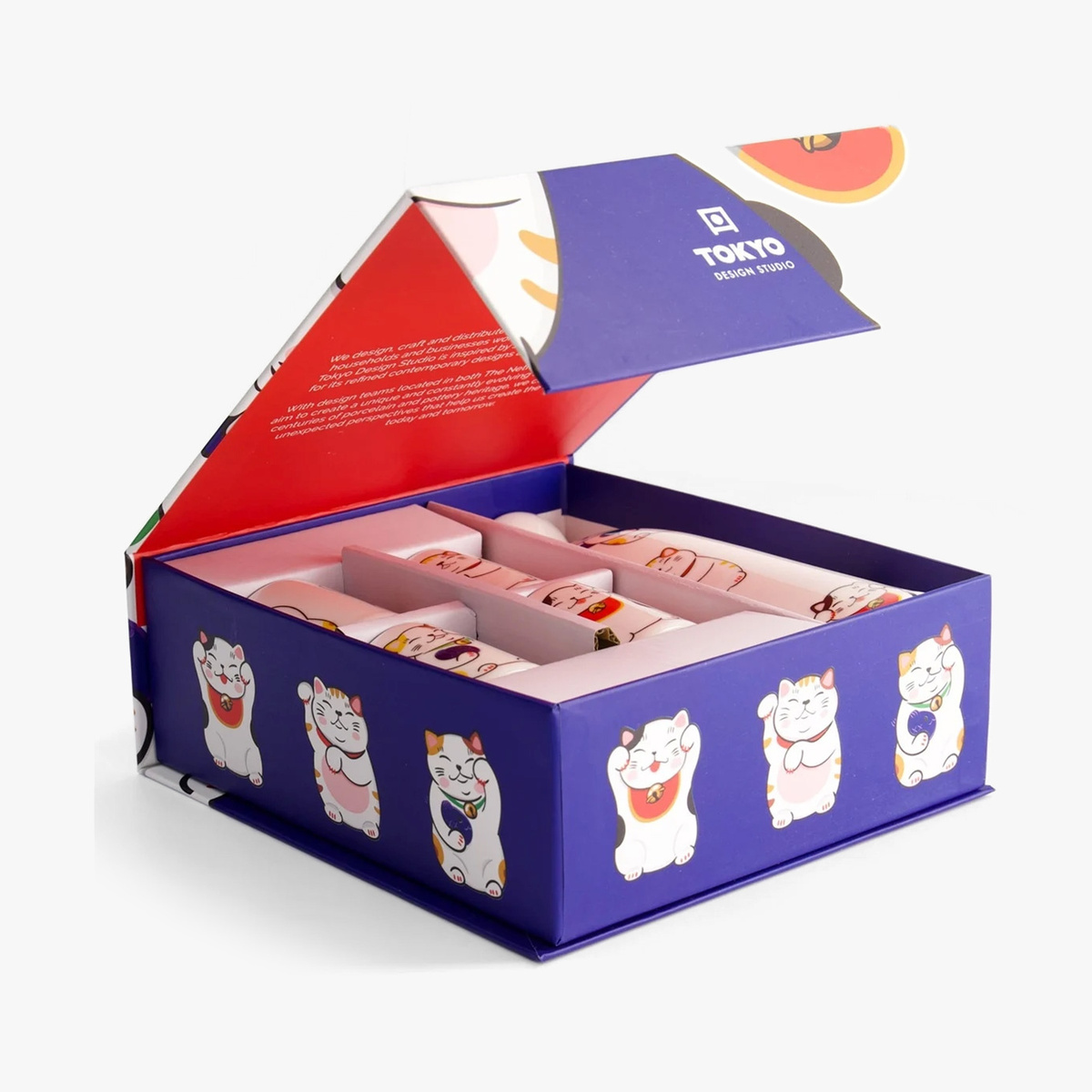 Sake sett, 4 kopper + karaffel "Kawaii Lucky Cat" - Tokyo design studio — bilde 3