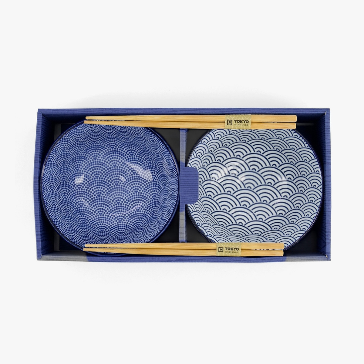 Gavesett, Tayo skål 2stk, m/Spisepinner "wave + dots" 15.2x6.7cm - Tokyo Design Studio — bilde 6