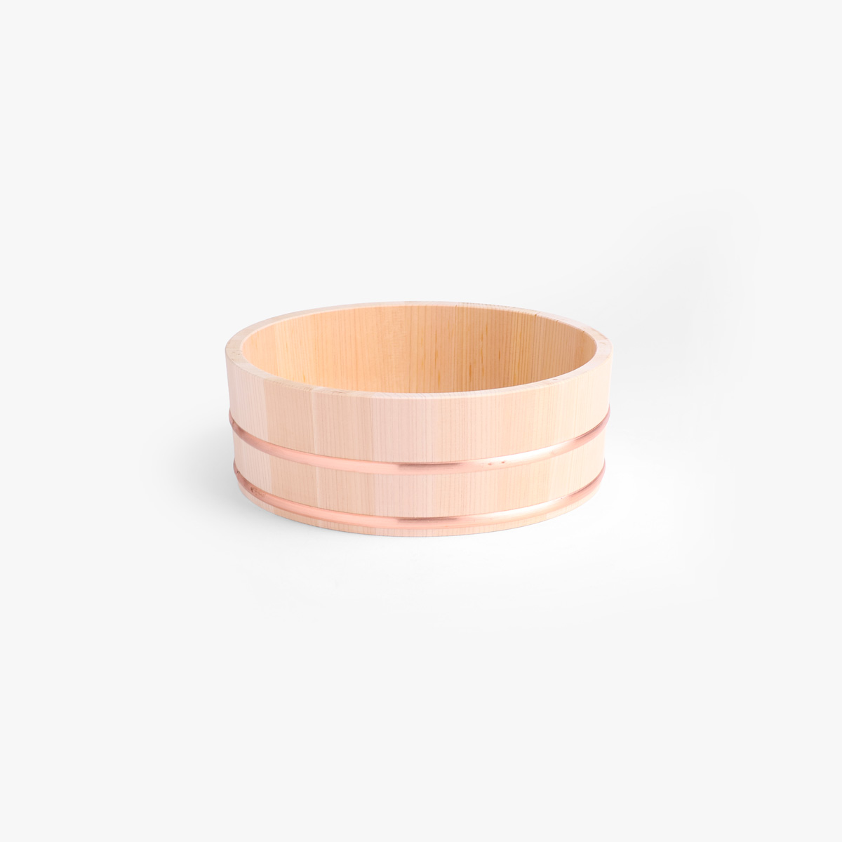 Hangiri (sushibalje) i sawara-sypress med kobberbånd, Ø24cm - MIYABI URUSHI KOGEI — bilde 1